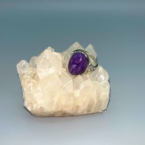 Charoite Crystal Quartz Ring